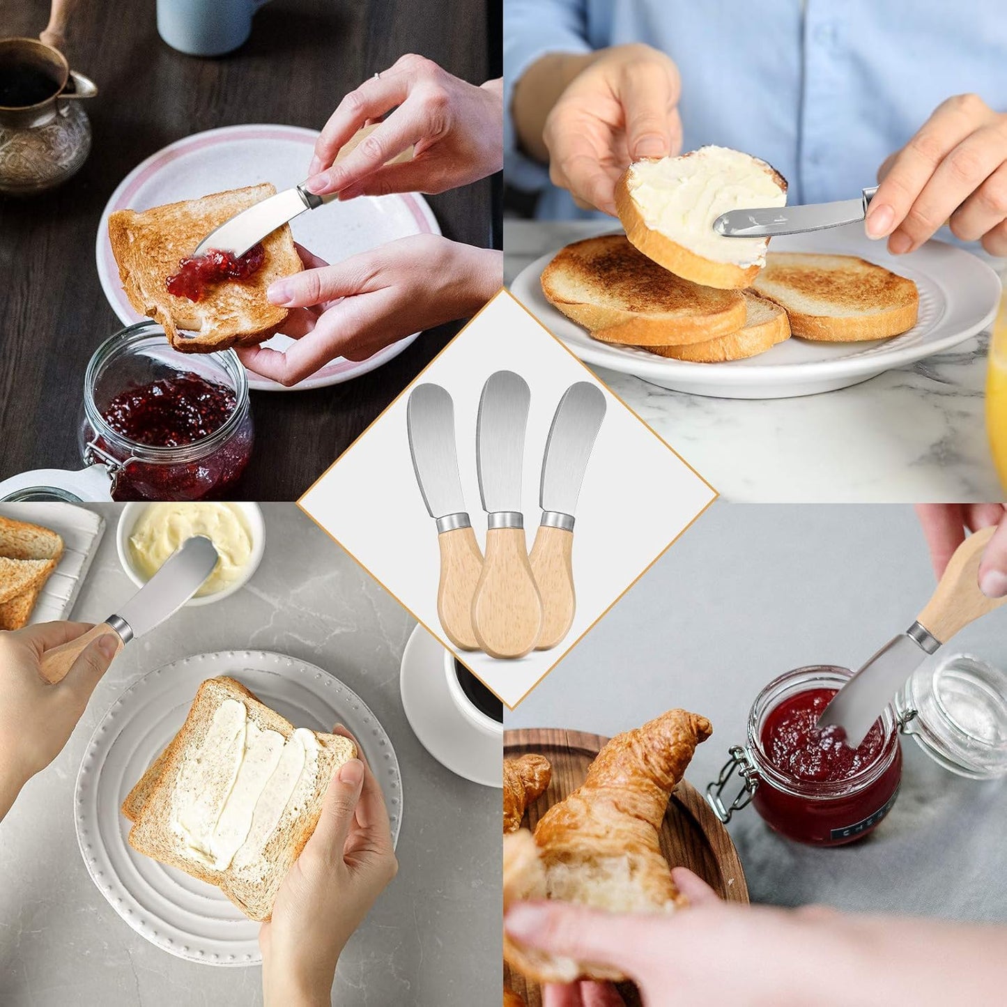 12 Pcs 4.7 Inch Cheese Spreader Knives Butter Knife Bulk Stainless Steel Butter Spreader Knives with Wooden Handle, Cheese Cake Condiment Knife Set for Sandwich, Cream, Charcuterie, Pastry