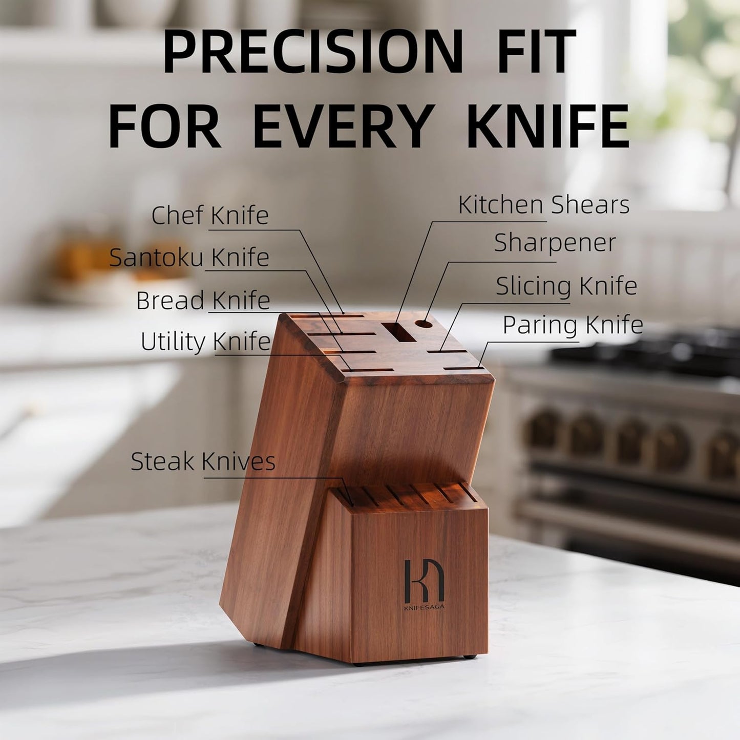 Knife Set Premium, Japanese 15 Pcs High Carbon Stainless Steel Kitchen Knife Block Set with Sharpener, Razor Sharp Knives Set for Kitchen with Natural Wood Block, Long-Lasting Edge