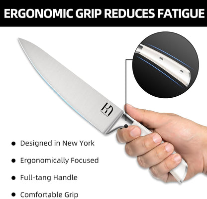 Knife Set Premium, Japanese 15 Pcs High Carbon Stainless Steel Kitchen Knife Block Set with Sharpener, Razor Sharp Knives Set for Kitchen with Natural Wood Block, Long-Lasting Edge