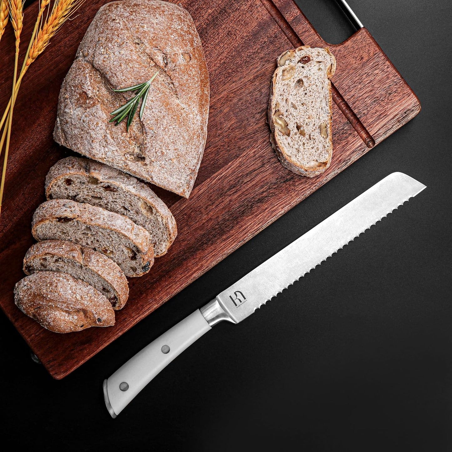Knife Set Premium, Japanese 15 Pcs High Carbon Stainless Steel Kitchen Knife Block Set with Sharpener, Razor Sharp Knives Set for Kitchen with Natural Wood Block, Long-Lasting Edge