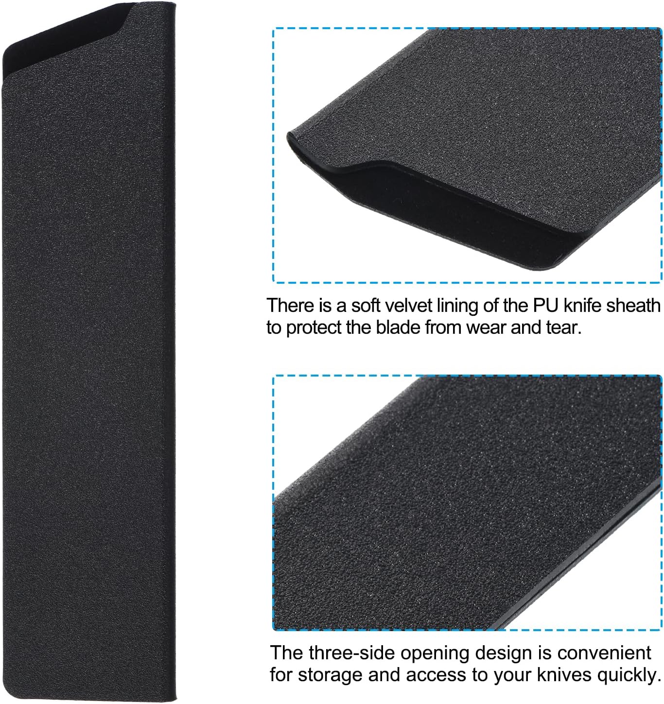 ABS Knife Cover Sleeves for 8" Chef Knife, Knives Edge Guard Blade Protector Universal Knife Sheath for Home Kitchen, Black