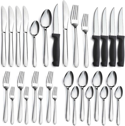 72-Pieces Silverware Set for 12, Flatware Set with Steak Knives, Stainless Steel Cutlery Set, Include Forks Spoons and Knives Set, Dishwasher Safe Utensil Sets for Home Restaurant
