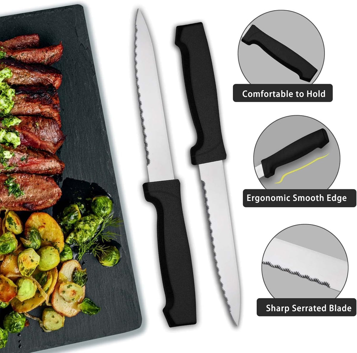 72-Pieces Silverware Set for 12, Flatware Set with Steak Knives, Stainless Steel Cutlery Set, Include Forks Spoons and Knives Set, Dishwasher Safe Utensil Sets for Home Restaurant