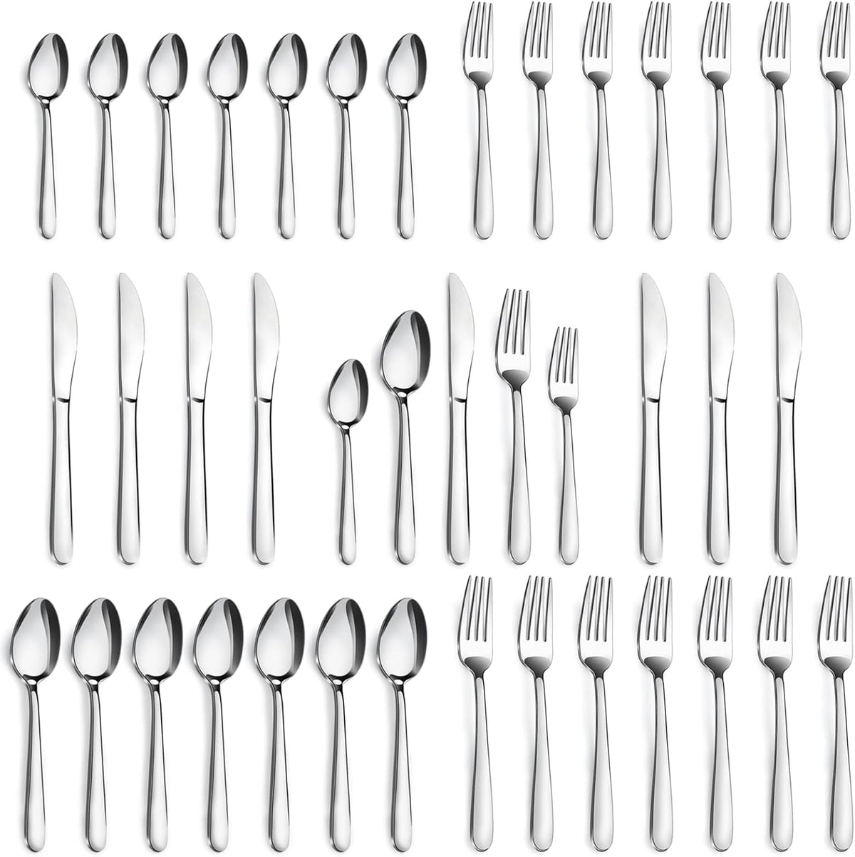 72-Pieces Silverware Set for 12, Flatware Set with Steak Knives, Stainless Steel Cutlery Set, Include Forks Spoons and Knives Set, Dishwasher Safe Utensil Sets for Home Restaurant