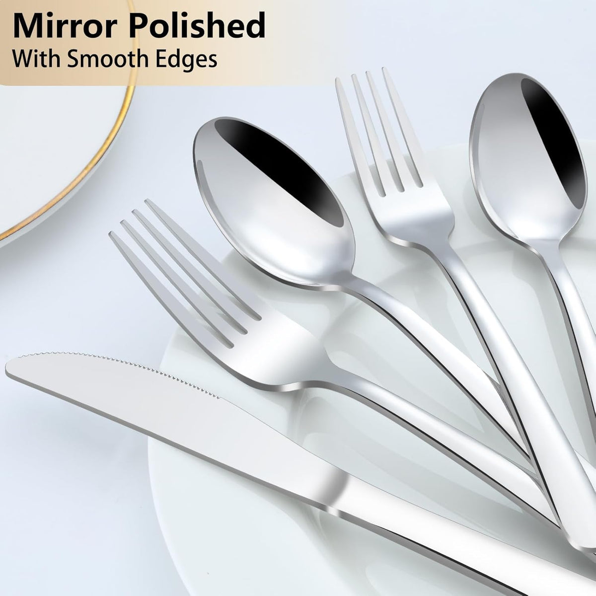 72-Pieces Silverware Set for 12, Flatware Set with Steak Knives, Stainless Steel Cutlery Set, Include Forks Spoons and Knives Set, Dishwasher Safe Utensil Sets for Home Restaurant