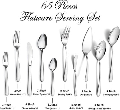72-Pieces Silverware Set for 12, Flatware Set with Steak Knives, Stainless Steel Cutlery Set, Include Forks Spoons and Knives Set, Dishwasher Safe Utensil Sets for Home Restaurant