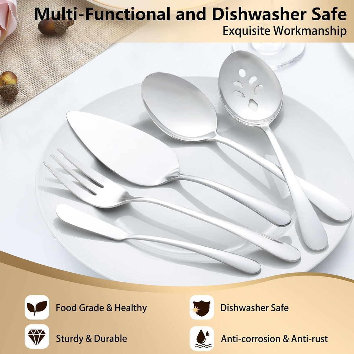 72-Pieces Silverware Set for 12, Flatware Set with Steak Knives, Stainless Steel Cutlery Set, Include Forks Spoons and Knives Set, Dishwasher Safe Utensil Sets for Home Restaurant