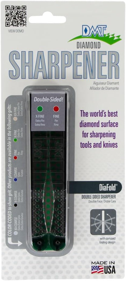 DMT DiaFold Portable Sharpening Stone - Double Sided, Foldable Diamond Knife Sharpener for the Workshop, Jobsite or Kitchen - Extra Fine/Extra Extra Fine - Non-Slip - 9.5L x 5W x 3.25H Inches