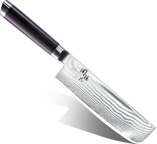 AE5206 Nakiri Knife Seki Magoroku Damascus, 6.5 inches (165 mm), Nakiri, Made in Japan