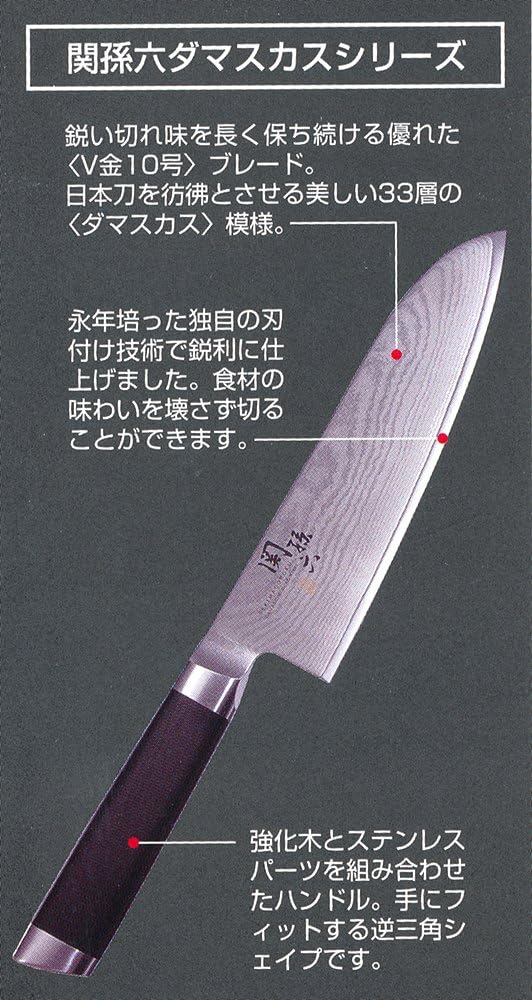 AE5206 Nakiri Knife Seki Magoroku Damascus, 6.5 inches (165 mm), Nakiri, Made in Japan