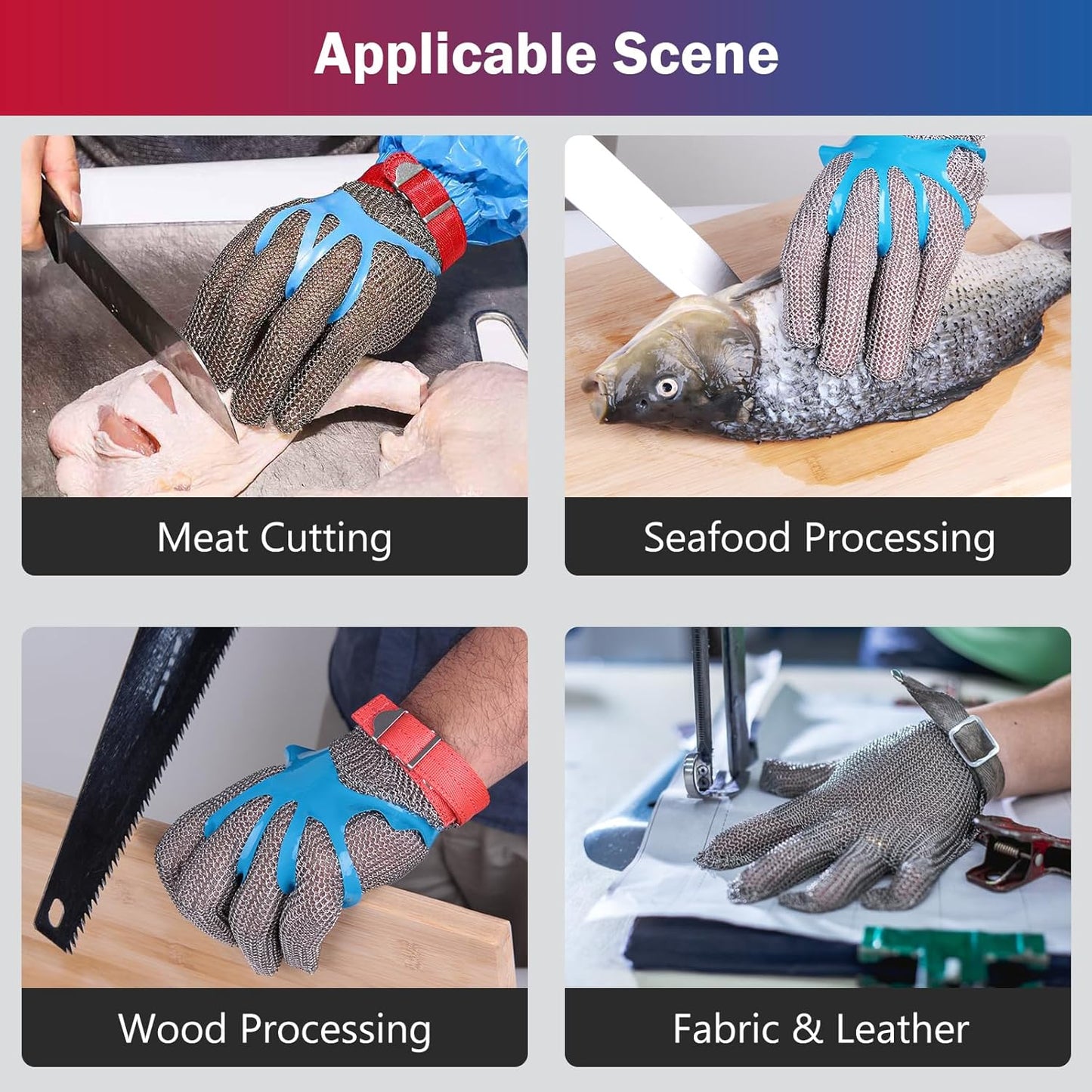 Pro Chainmail Gloves for Cutting Meat&Food,Highest Level Cut Resistant Gloves Food Grade,Upgrade Stainless Steel Metal Mesh Glove,Butcher Cut Proof Glove for Chefs Safety Work(XS)