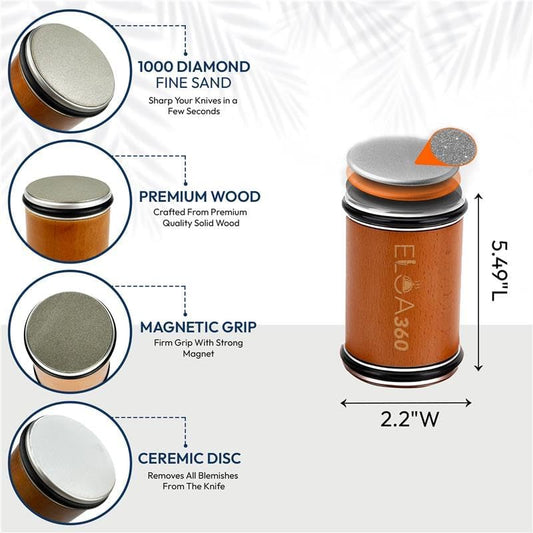 Knife Sharpener, Rolling Knife Sharpener Kit with Diamond and Ceramic Discs with 15° and 20° Magnetic Angle, kitchen knife sharpener, Razor-Sharp knife sharpening Tool (Stainless Steel)