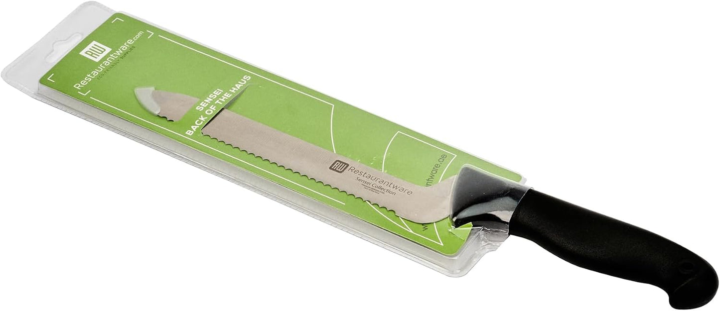 Sensei Back of the Haus - 8-inch Offset Bread Knife - Professional Chef's Kitchen Knife - Durable German Steel - Stain Resistant - With HACCP Coding For Food and Allergen Safety