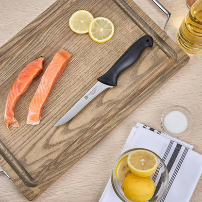 Sensei Back of the Haus - 8-inch Offset Bread Knife - Professional Chef's Kitchen Knife - Durable German Steel - Stain Resistant - With HACCP Coding For Food and Allergen Safety