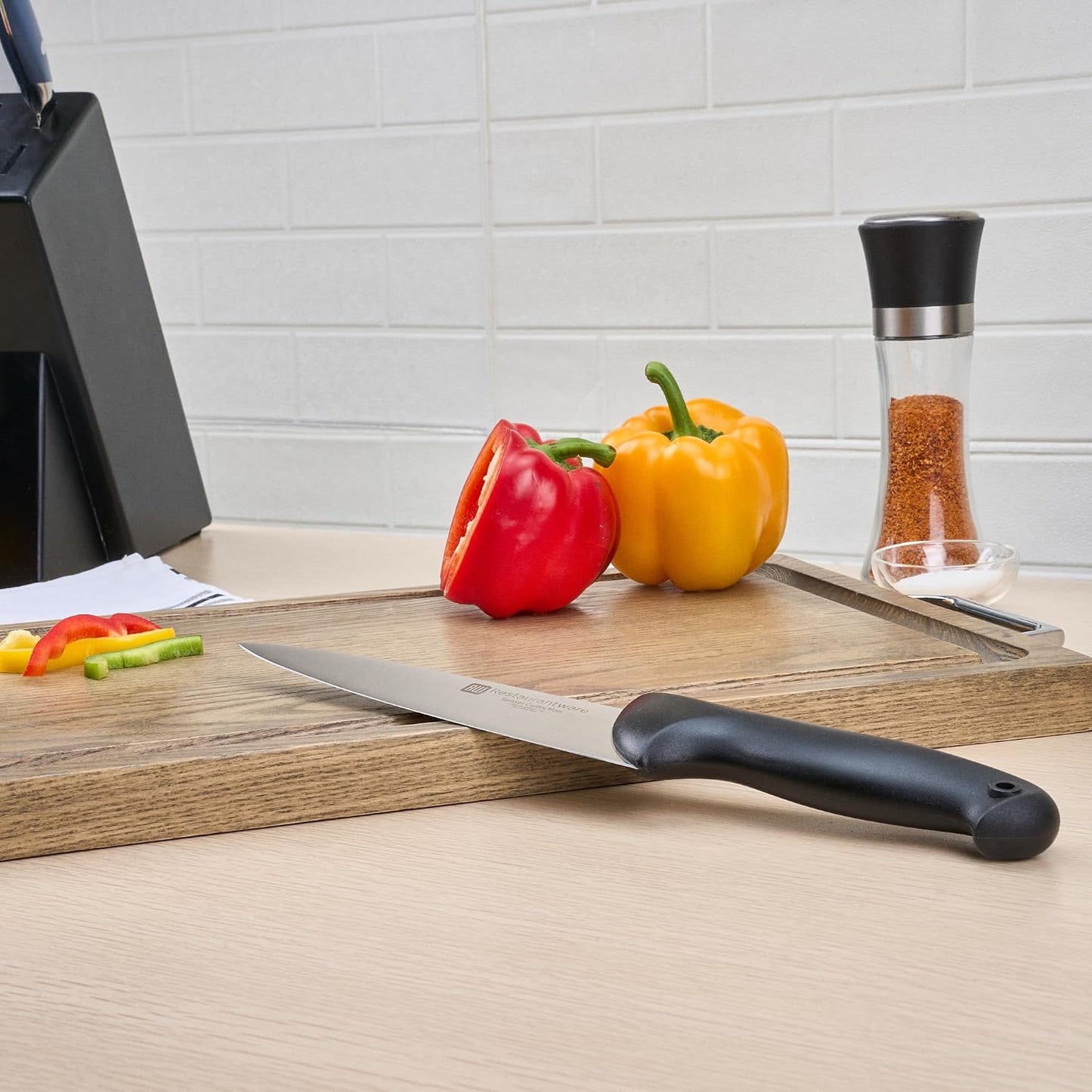 Sensei Back of the Haus - 8-inch Offset Bread Knife - Professional Chef's Kitchen Knife - Durable German Steel - Stain Resistant - With HACCP Coding For Food and Allergen Safety