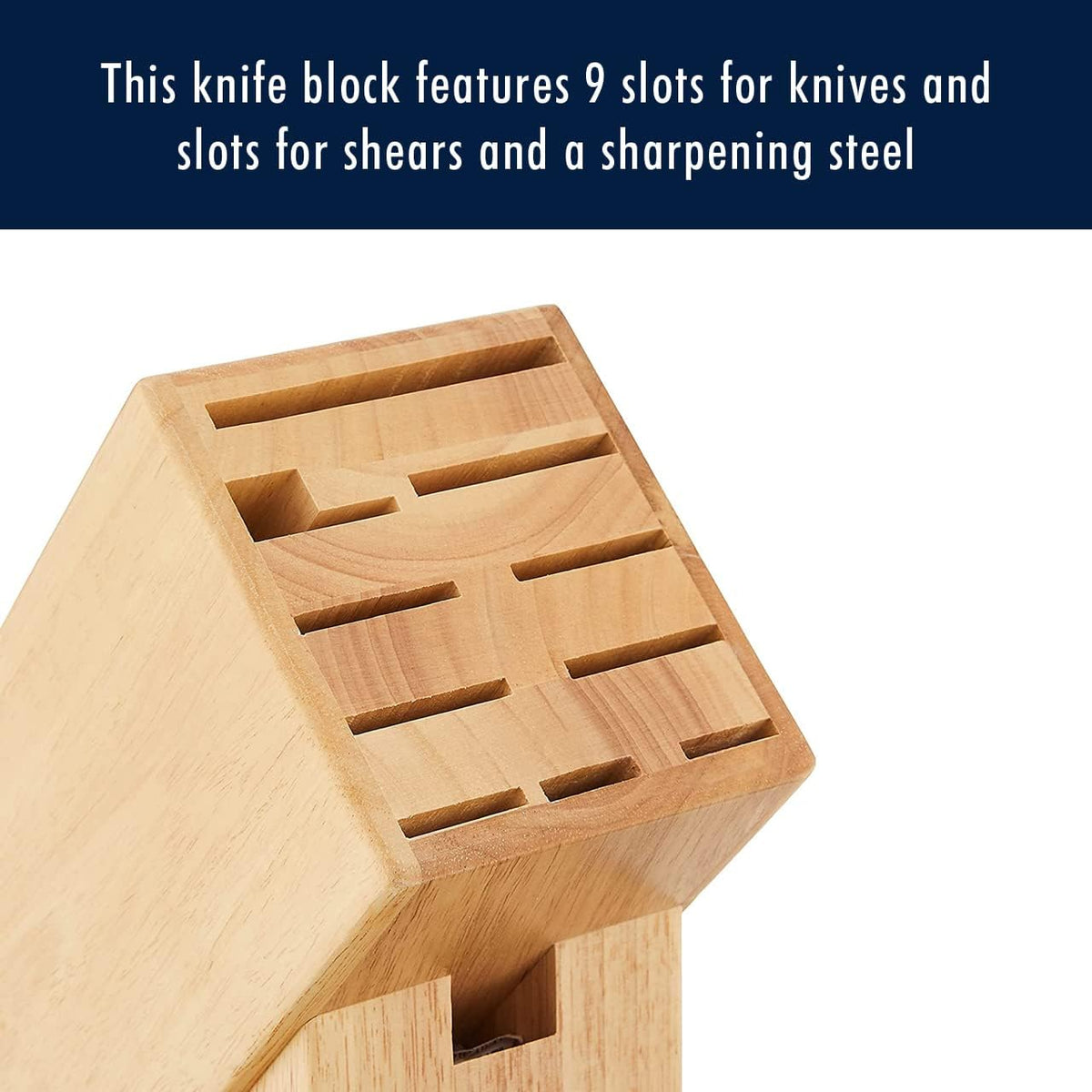 11-Slot Knife Block, Natural | Keeps Kitchen Knives Organized and Blades Protected. Space-Saving Storage That Keeps Your Kitchen Tidy and Safe.
