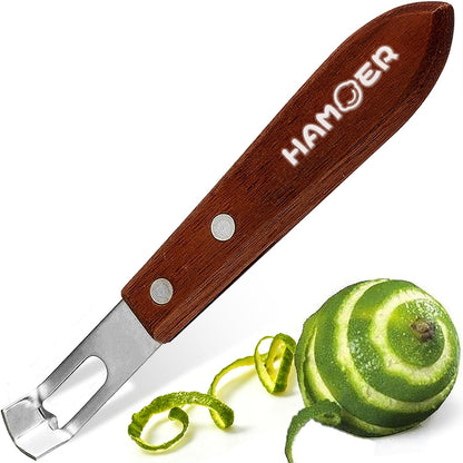 Channel Knife for Cocktails Lemon Twist Tool with a storage box | 2 Pack,Home Bars Bartender Gift,V-Shaped Stainless Steel Blade,Carving Tool for Garnishing,Wooden Handle