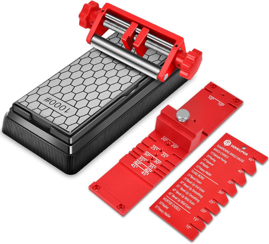 Chisel Sharpening Jig, Wood Honing Guide for Chisels and Planes Width 0.1" to 2.8" with Sharpening Angle Fixture, Angle Gauge from 10° to 45°(With 1 Sharpening Stone)