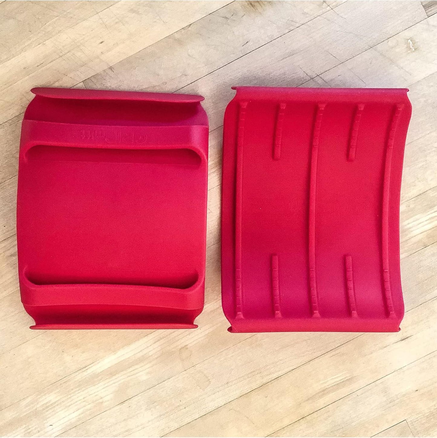 Silicone BBQ & Kitchen Mitt 2-Pack Set (Medium/Large, red)