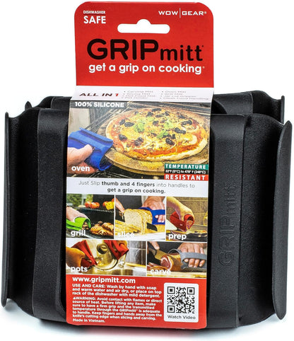 Silicone BBQ & Kitchen Mitt 2-Pack Set (Medium/Large, red)