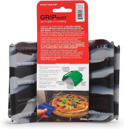 Silicone BBQ & Kitchen Mitt 2-Pack Set (Medium/Large, red)