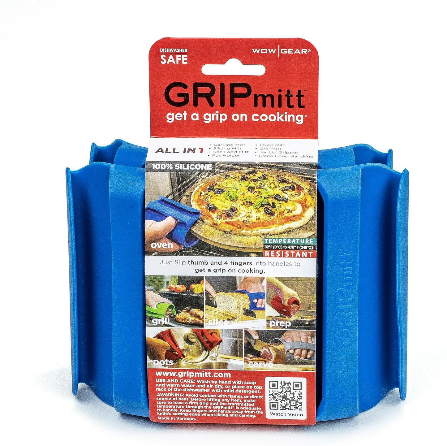 Silicone BBQ & Kitchen Mitt 2-Pack Set (Medium/Large, red)