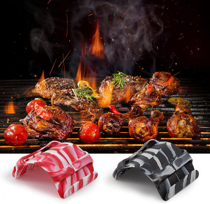 Silicone BBQ & Kitchen Mitt 2-Pack Set (Medium/Large, red)