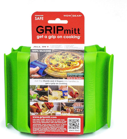 Silicone BBQ & Kitchen Mitt 2-Pack Set (Medium/Large, red)