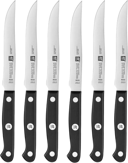 Gourmet 6-Piece Razor-Sharp German Steak Knife Set, Made in Company-Owned German Factory with Special Formula Steel perfected for almost 300 Years, Dishwasher Safe