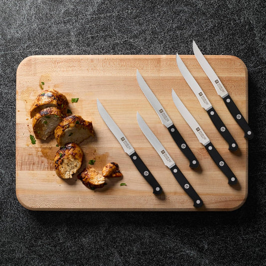 Gourmet 6-Piece Razor-Sharp German Steak Knife Set, Made in Company-Owned German Factory with Special Formula Steel perfected for almost 300 Years, Dishwasher Safe