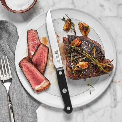 Gourmet 6-Piece Razor-Sharp German Steak Knife Set, Made in Company-Owned German Factory with Special Formula Steel perfected for almost 300 Years, Dishwasher Safe