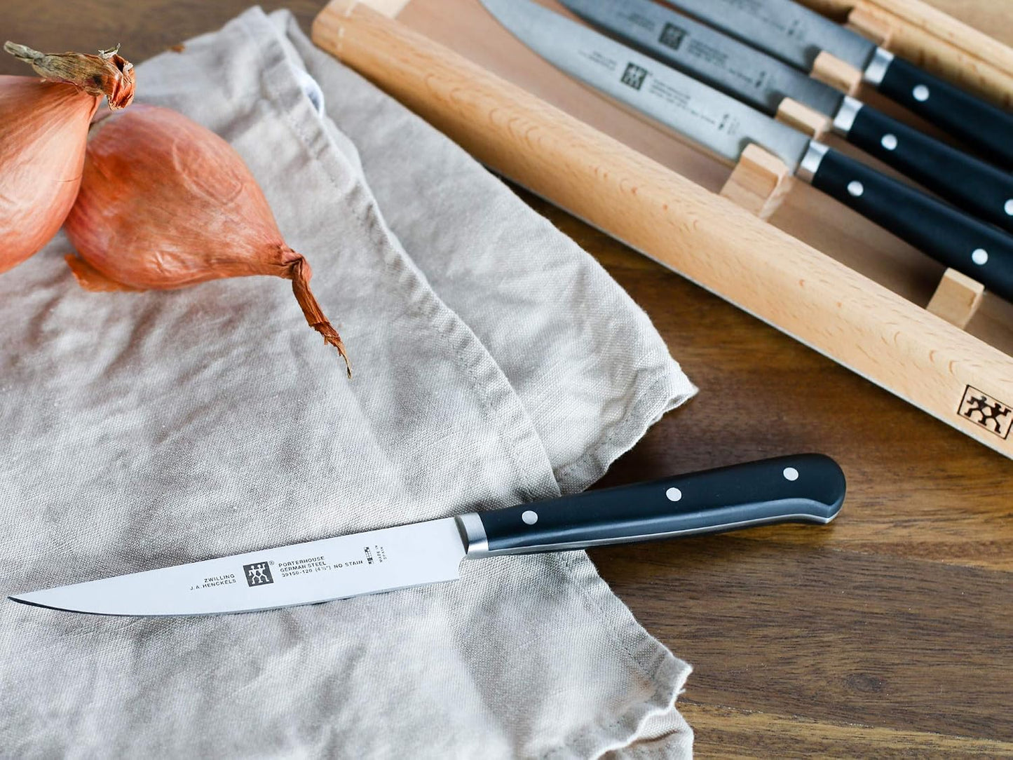 Gourmet 6-Piece Razor-Sharp German Steak Knife Set, Made in Company-Owned German Factory with Special Formula Steel perfected for almost 300 Years, Dishwasher Safe