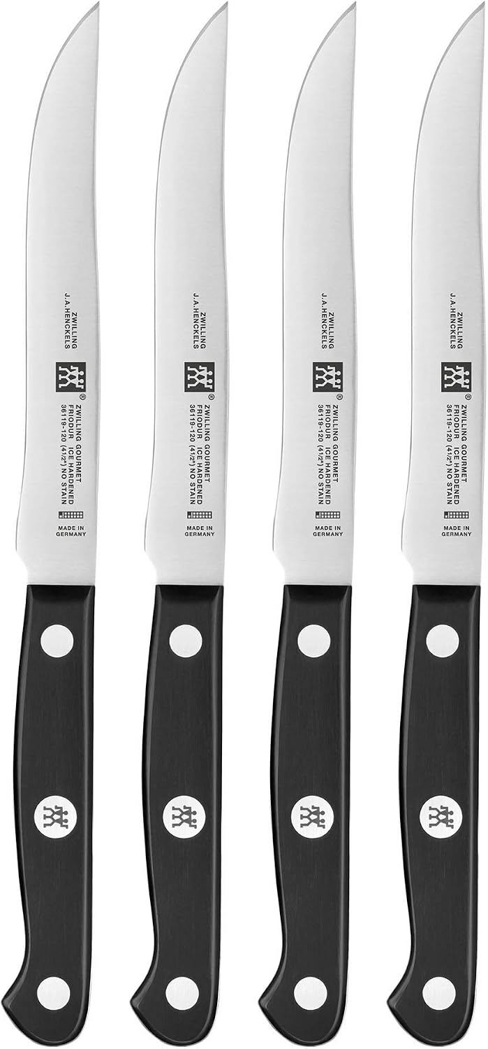 Gourmet 6-Piece Razor-Sharp German Steak Knife Set, Made in Company-Owned German Factory with Special Formula Steel perfected for almost 300 Years, Dishwasher Safe