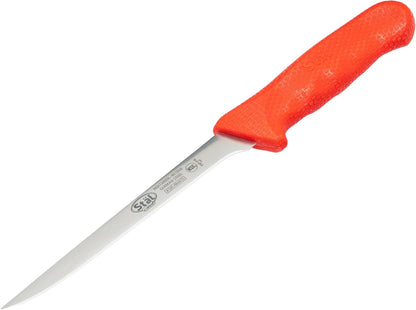 6" Red Plastic Boning Knife, Narrow Handle