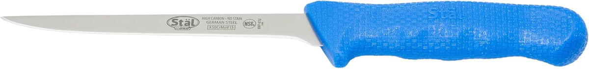 6" Red Plastic Boning Knife, Narrow Handle