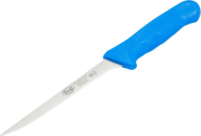 6" Red Plastic Boning Knife, Narrow Handle