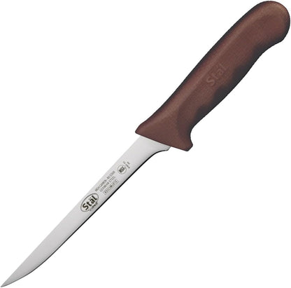 6" Red Plastic Boning Knife, Narrow Handle