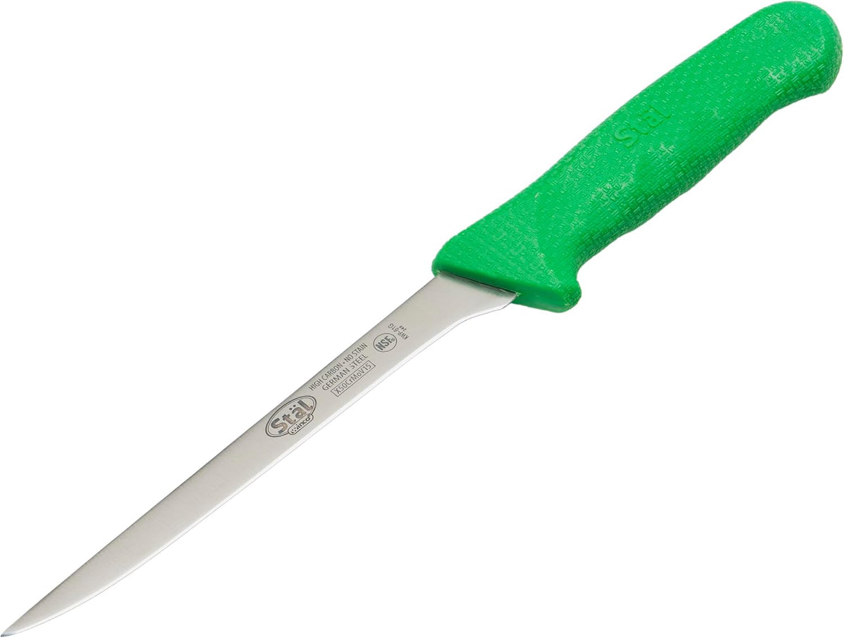 6" Red Plastic Boning Knife, Narrow Handle