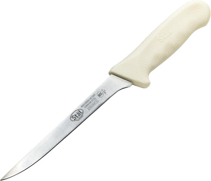 6" Red Plastic Boning Knife, Narrow Handle