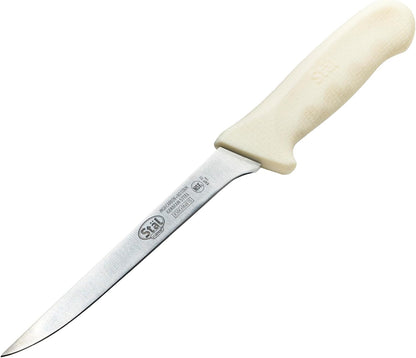 6" Red Plastic Boning Knife, Narrow Handle