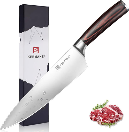 Chef Knife - 8 Inch High Carbon Stainless Steel Kitchen Knife with Ergonomic Handle, Professional Kitchen Gadgets with Gift Box for Men and Women, Father Day Gifts