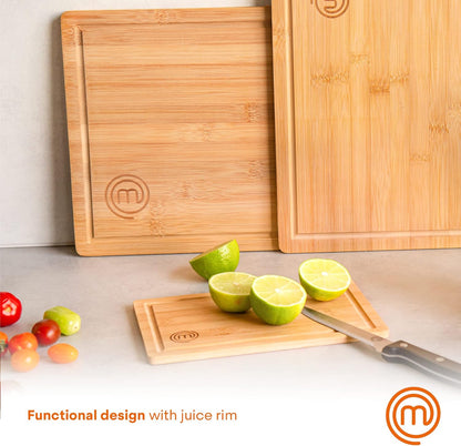 Bamboo Cutting Boards for Kitchen, Wooden Cutting Board Set of 3, Natural, Organic & Food Safe Surface, Reversible Large, Medium & Small Wooden Chopping Boards with Juice Grooves