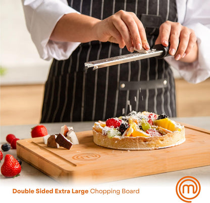 Bamboo Cutting Boards for Kitchen, Wooden Cutting Board Set of 3, Natural, Organic & Food Safe Surface, Reversible Large, Medium & Small Wooden Chopping Boards with Juice Grooves