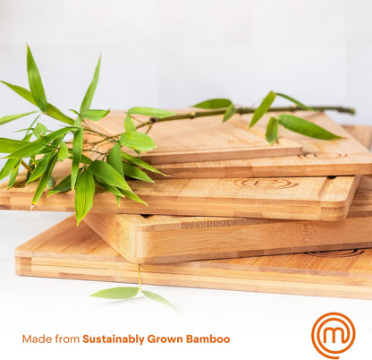 Bamboo Cutting Boards for Kitchen, Wooden Cutting Board Set of 3, Natural, Organic & Food Safe Surface, Reversible Large, Medium & Small Wooden Chopping Boards with Juice Grooves