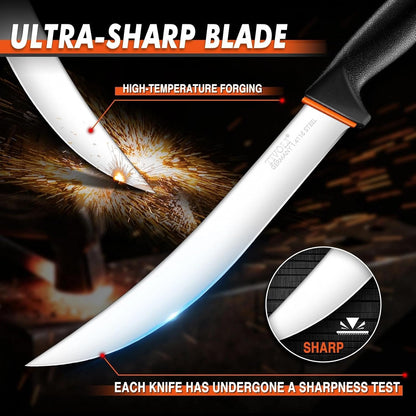 Slicing Knife 9.5 Inch - Brisket Knife with Non-Slip Softgrip | High Carbon Stainless Steel, Ergonomic Non-slip Rubber Handle, Gift Box, Anti-fouling, Easy to Clean