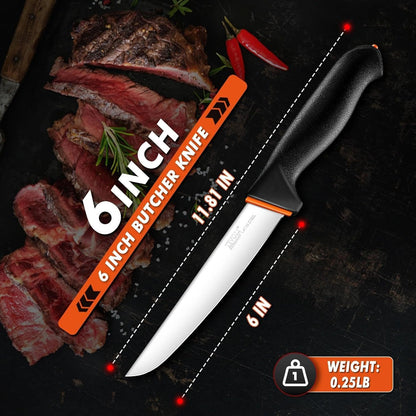 Slicing Knife 9.5 Inch - Brisket Knife with Non-Slip Softgrip | High Carbon Stainless Steel, Ergonomic Non-slip Rubber Handle, Gift Box, Anti-fouling, Easy to Clean