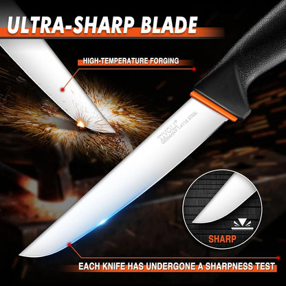 Slicing Knife 9.5 Inch - Brisket Knife with Non-Slip Softgrip | High Carbon Stainless Steel, Ergonomic Non-slip Rubber Handle, Gift Box, Anti-fouling, Easy to Clean