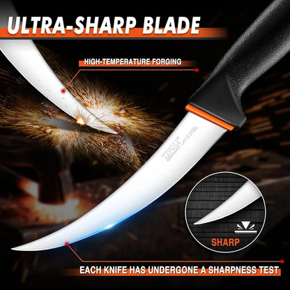 Slicing Knife 9.5 Inch - Brisket Knife with Non-Slip Softgrip | High Carbon Stainless Steel, Ergonomic Non-slip Rubber Handle, Gift Box, Anti-fouling, Easy to Clean