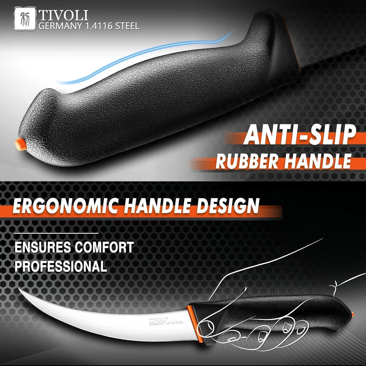 Slicing Knife 9.5 Inch - Brisket Knife with Non-Slip Softgrip | High Carbon Stainless Steel, Ergonomic Non-slip Rubber Handle, Gift Box, Anti-fouling, Easy to Clean