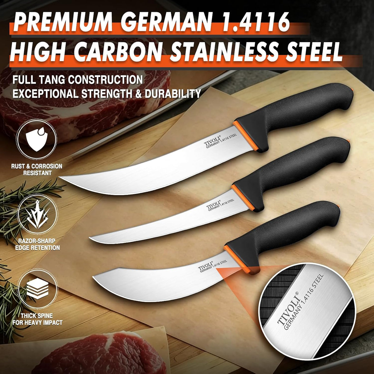 Slicing Knife 9.5 Inch - Brisket Knife with Non-Slip Softgrip | High Carbon Stainless Steel, Ergonomic Non-slip Rubber Handle, Gift Box, Anti-fouling, Easy to Clean